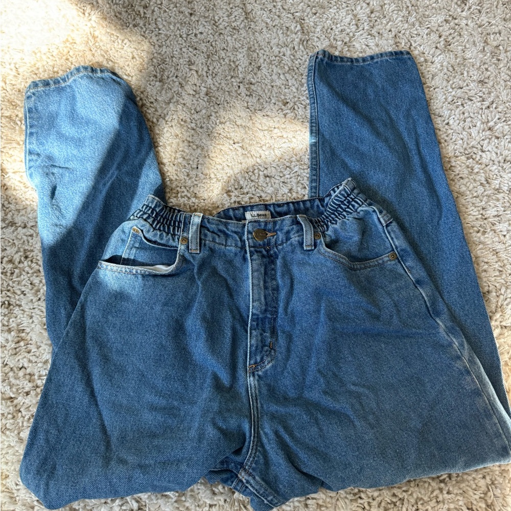 Super cute mom Jean dark blue washed high waisted, trending, trendy deni…